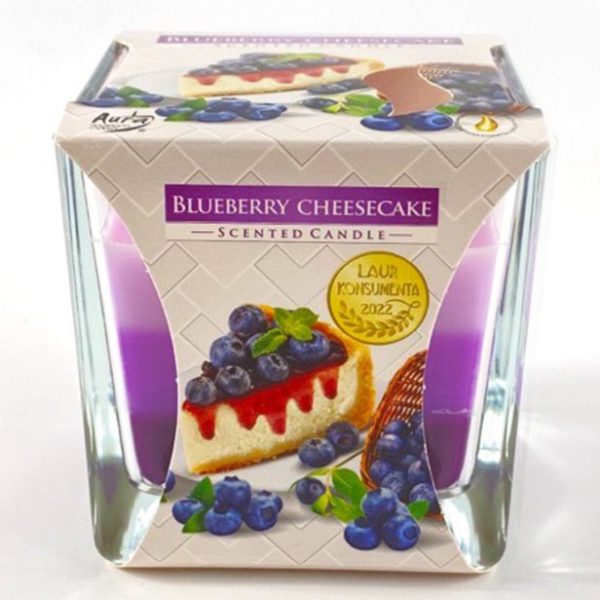 ΤΡΙΧΡΩΜΟ ΑΡΩΜΑΤΙΚΟ ΚΕΡΙ ΜΕ ΔΙΠΛΟ ΦΥΤΙΛΙ BLUEBERRY CHEESECAKE